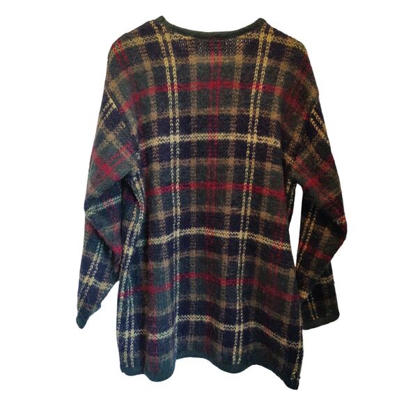 Vintage Paul Harris Designs Sz L Mohair Blend Green Plaid Oversized Sweater - Picture 6 of 6